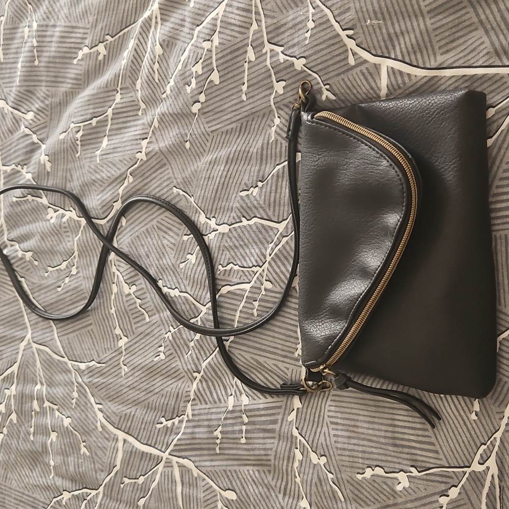 Black Faux Leather Crossbody or Shoulder Bag - Soft Material Easy to Pack